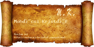 Mohácsi Kristóf névjegykártya